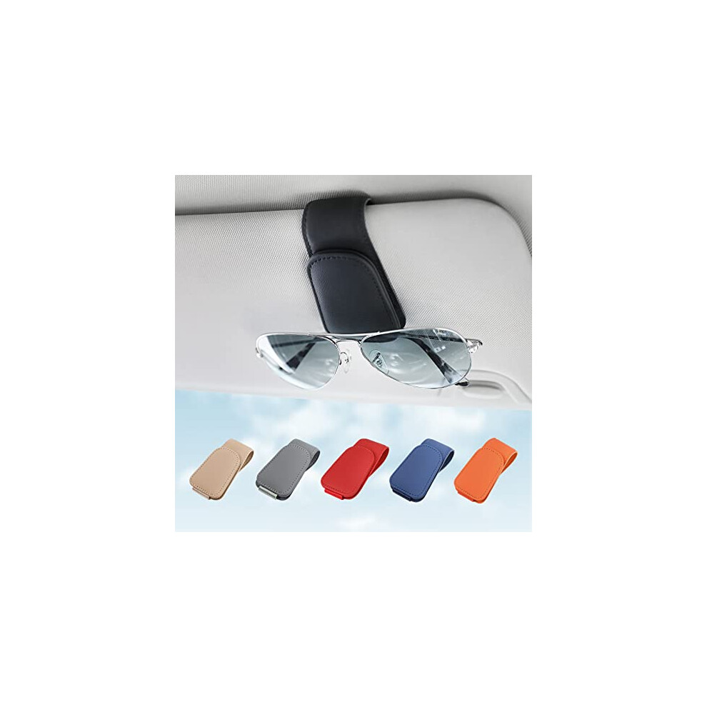 Sunglass Holder For Car Visor Sunglasses Clip Magnetic Leather Glasses 708686944662