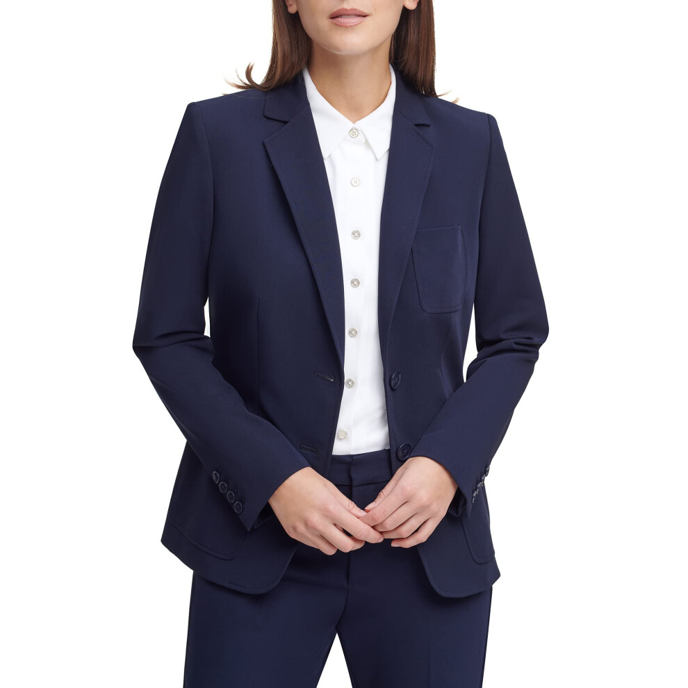 Tommy Hilfiger Womens Work Jacket One Button Blazer Midnight 4 US
