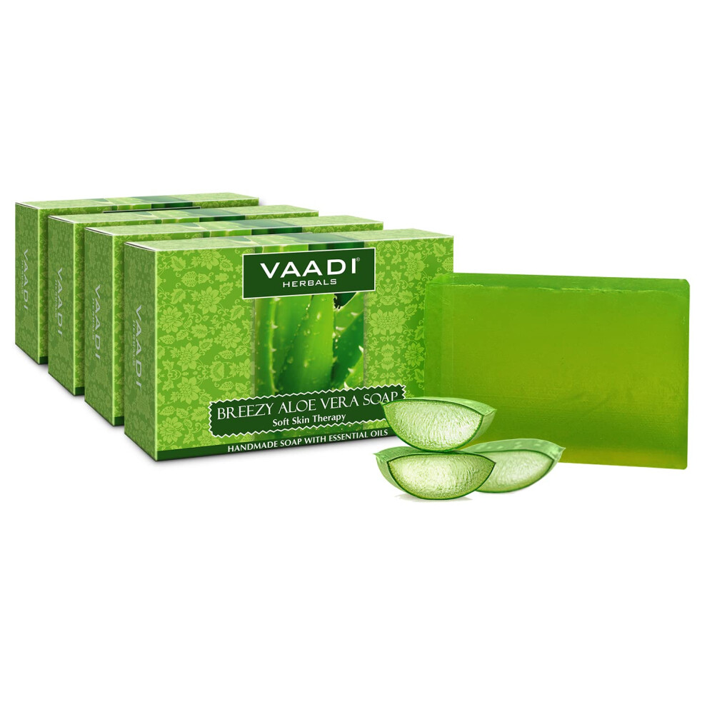 Vaadi Herbals Aloe Vera Soap 75 Grams (10.6 Ounces(Pack Of 4 X 75 Grams))