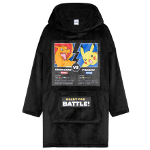 Pokemon Hoodie voor Jongens, Pikachu Oversized Dekken Hoodie Kinderen, Fleece Poncho (Zwart Charizard/Pikachu)