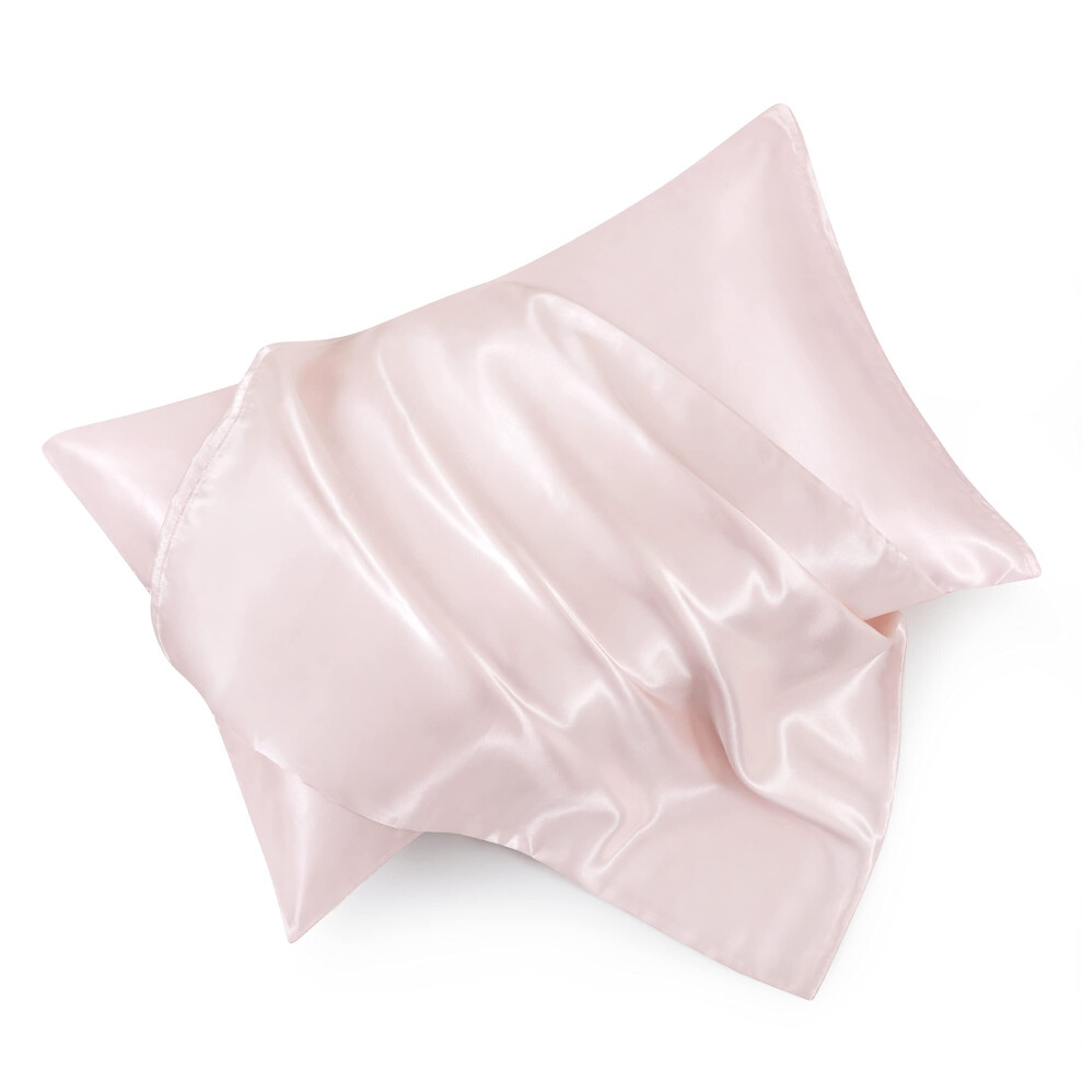 Hommxjf King Size Satijnen Kussensloop Set Van 2 Met Envelop Sluiting Blush Roze Zijden Kussensloop Voor Haar En Huid (20X36)-image