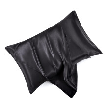 HommxJF King Size Satin Pillowcase Set of 2 with Envelope Closure Black Silk Pillowcase for Hair and Skin (20x36)
