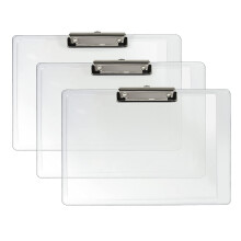 Acrimet Clipboard Plastic Clipboard Dimensiunea literei A4 Clip cu profil scazut 9 1/16 x 13 3/8 (culoare limpede) (3 pachet)