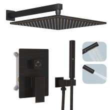Conjunto de Chuveiro Hoimpro Bronze 12 Pol. com Cabeça de Chuveiro e Duchinha 2 em 1