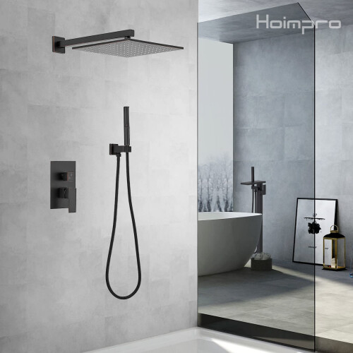 Conjunto de Chuveiro Hoimpro Bronze 12 Pol. com Cabeça de Chuveiro e Duchinha 2 em 1 1