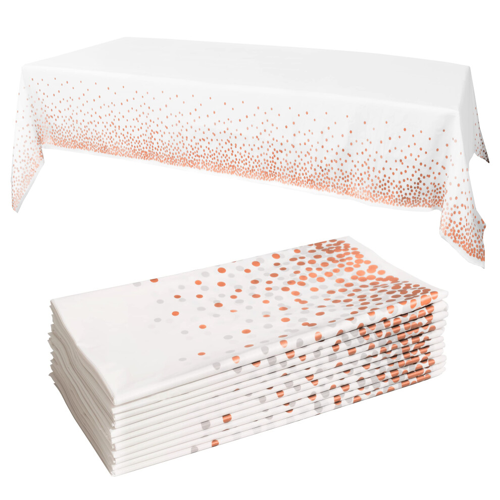 Prestee RoseGold Tablecloths 12pk 54x108 Gold Dot Disposable Tablecloths Plastic Tablecloth Rose Tablecloths Plastic