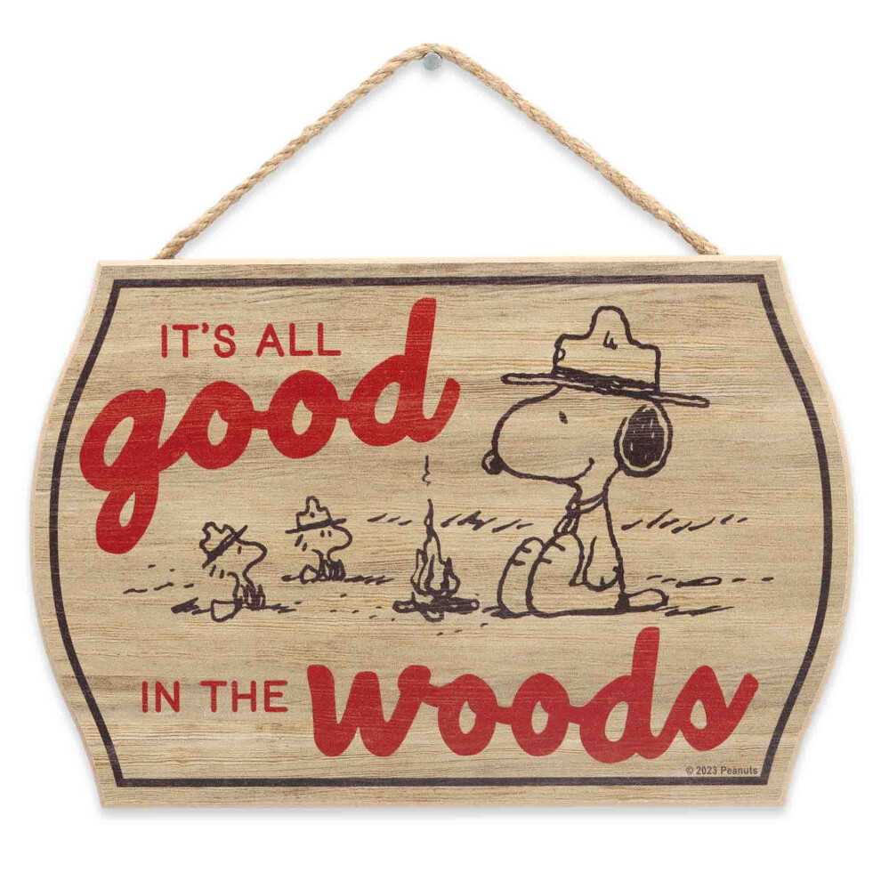 Peanuts Snoopy It's All Good In the Woods D   coration murale en bois     suspendre Panneau amusant Snoopy pour cabane au bord du lac ou camping-car
