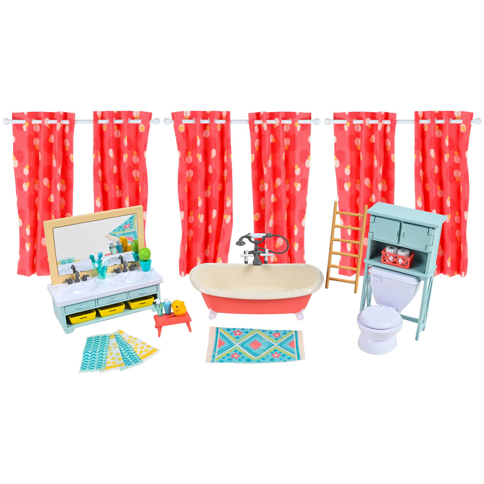Meubles de salle de bain pour maison de poup   es Bubbly Bee Honey Bee Acres de Sunny Days Entertainment, 30 pi   ces