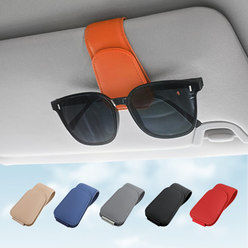 Sunglass Holder For Car Visor Sunglasses Clip Magnetic Leather Glasses 708686944372
