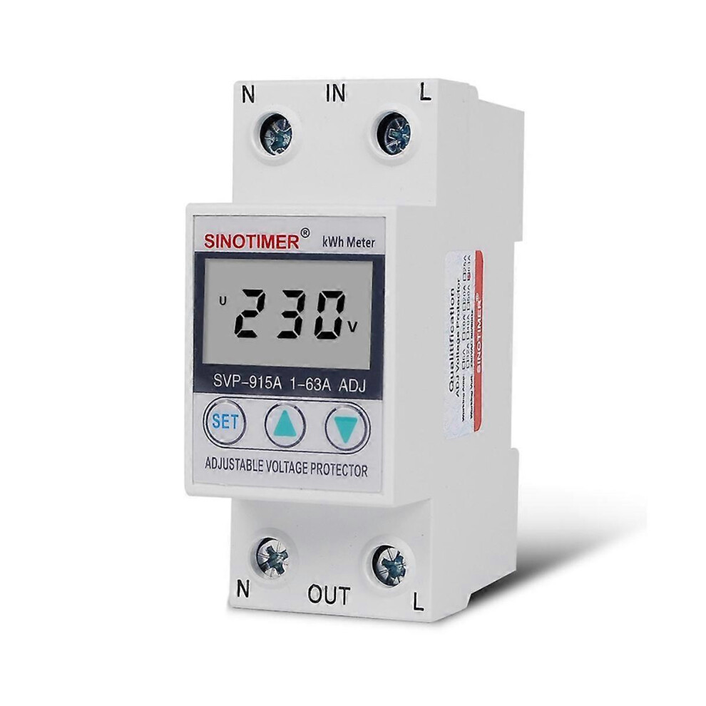 Svp-915A 63A Single Phase Adjustable Intelligent Overvoltage Protector With Metering Power Display 5415817218572