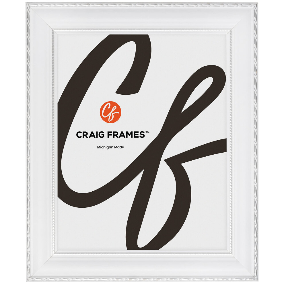 Cadre Photo Victoria 9X13 De Craig Frames, Blanc Et Argent Orn-image
