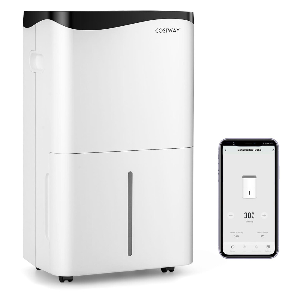 Smart Dehumidifier Home 50L/Day WiFi Enabled Dehumidifier w/4Modes-White