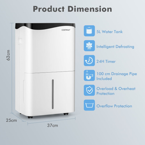 Casart Smart Dehumidifier Home 50L/Day WiFi Enabled Dehumidifier w/4Modes-White 1