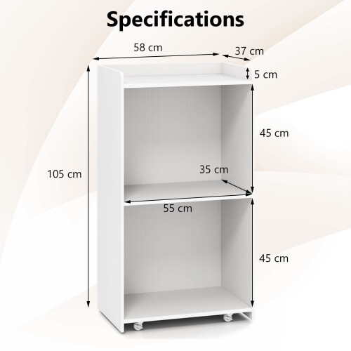 Casart Rolling Lectern Stand 105 cm Presentation Podium w/2 Shelves-White 1