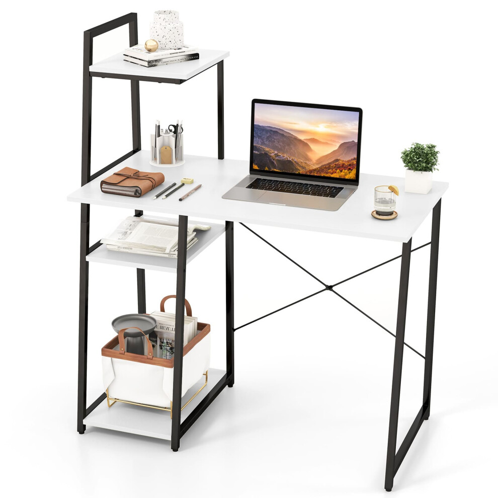 Casart Home Office Desk Computer Desk Pc Laptop Workstation- White