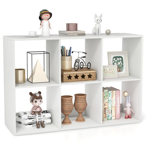 Casart 6-Cube Bookshelf Modern Cubby Bookcase with Back Guardrail