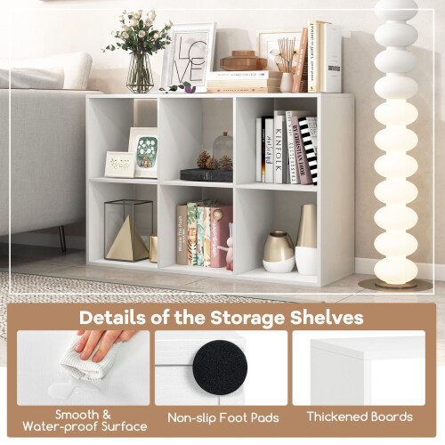 Casart 6-Cube Bookshelf Modern Cubby Bookcase with Back Guardrail 2