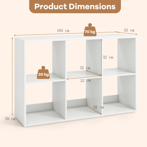 Casart 6-Cube Bookshelf Modern Cubby Bookcase with Back Guardrail 1