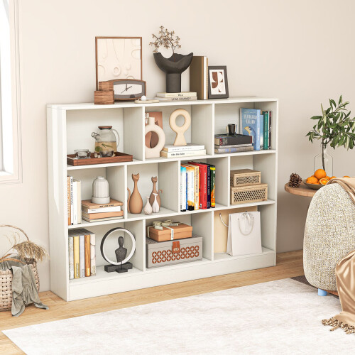Casart 10-Cube Bookshelf 3-Tier Freestanding Storage Organizer White 2