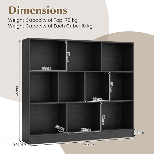 Casart 10-Cube Bookshelf 3-Tier Freestanding Storage Organizer-Black 1