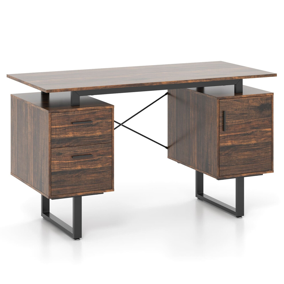 Casart Computer Desk Home Office Desk With Floating Desktop-Coffee