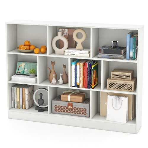 Casart 10-Cube Bookshelf 3-Tier Freestanding Storage Organizer White