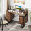 Casart Computer Desk Home Office Desk with Floating Desktop-Coffee 9