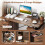 Casart Computer Desk Home Office Desk with Floating Desktop-Coffee 6