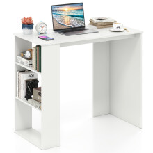 Computer Desk 90cm Study Desk Wooden Writing Desk w/Bookshelf-White