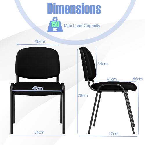 Casart Set of 5 Waiting Room Chairs Stackable Reception Guest Chairs-Black 1