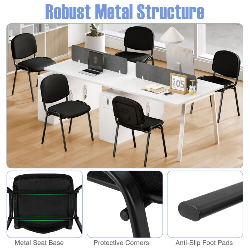 Casart Set of 5 Waiting Room Chairs Stackable Reception Guest Chairs-Black 2