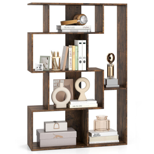 Casart Open-back Geometric Bookshelf Home 6-Cube Large Bookcase-Cafe
