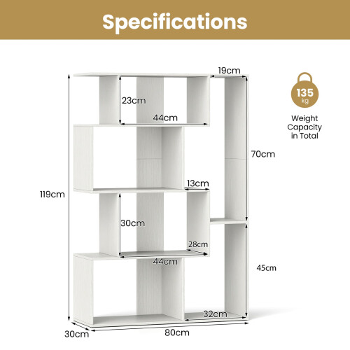 Casart Open-back Geometric Bookshelf Home 6-Cube Large Bookcase-White 1