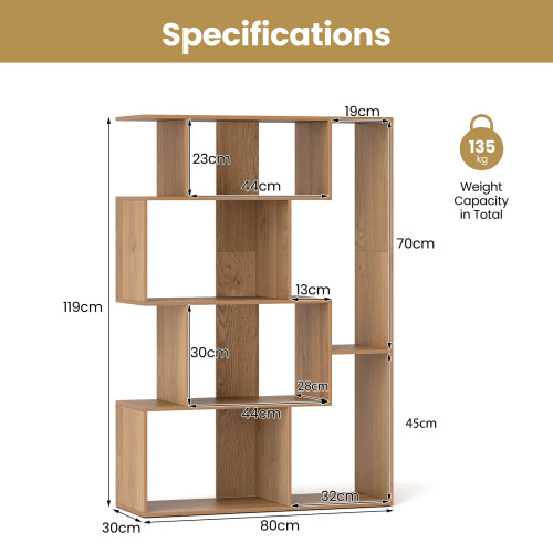Casart Open-back Geometric Bookshelf Home 6-Cube Large Bookcase-Natural 1