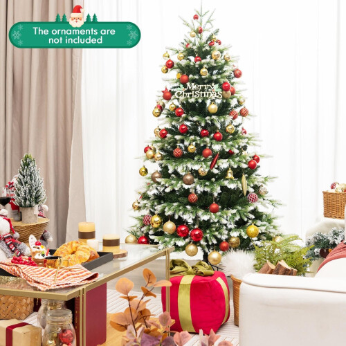 Casart 6FT Pre-Lit Artificial Christmas Tree Hinged XmasTree with 350 LED Lights 2