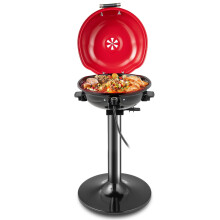 Electric BBQ Grill Portable Standing Grill w/Grilling Rack-Red