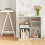 Casart 4-Cube Bookcase 3-Tier Bookshelf Storage Organizer w/2 Cabinets-White 3