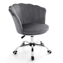 Adjustable Velvet Arm Chair Rolling Leisure Vanity Chair Swivel