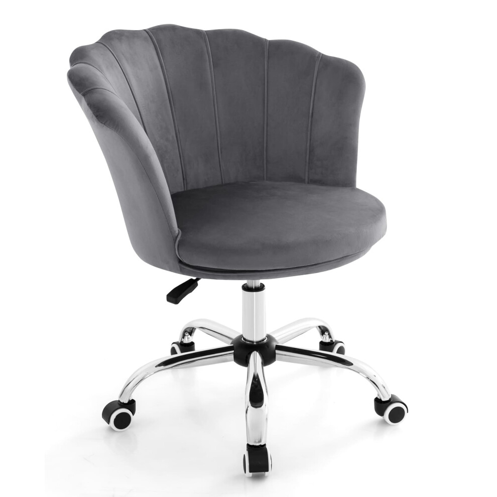 Casart Adjustable Velvet Arm Chair Rolling Leisure Vanity Chair Swivel