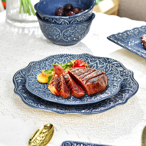 Sungmor Embossed Stoneware Fine Dining Dinnerware  Antique Baroque Sty 2