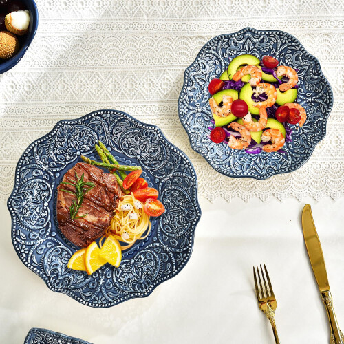 Sungmor Embossed Stoneware Fine Dining Dinnerware  Antique Baroque Sty 1