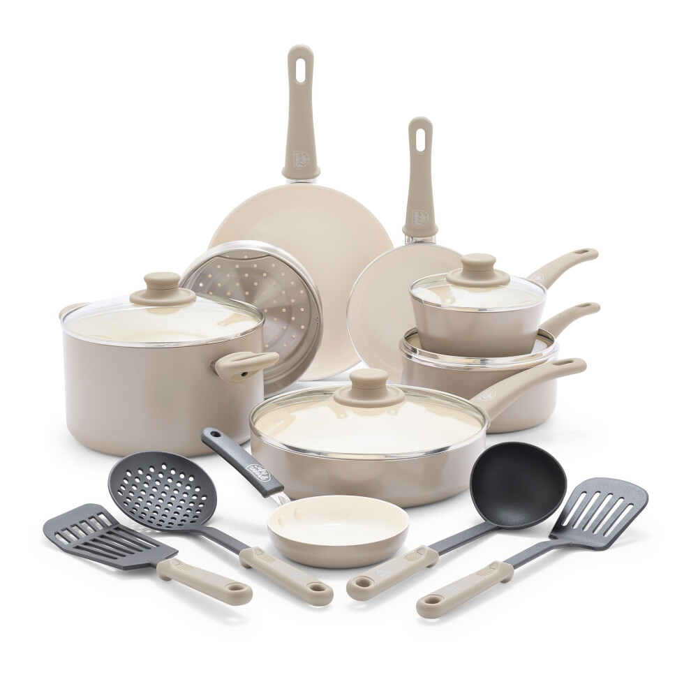 GreenLife Soft Grip Healthy Ceramic Nonstick 16 Piece Kitchen Cookware