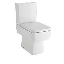 Modern Compact Semi Flush to Wall Pan and Cistern WC Toilet (No Seat), 800mm x 355mm, White