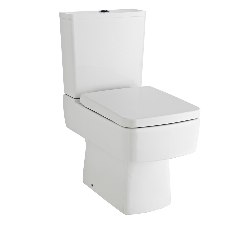 Modern Compact Semi Flush to Wall Pan and Cistern WC Toilet (No Seat), 800mm x 355mm, White