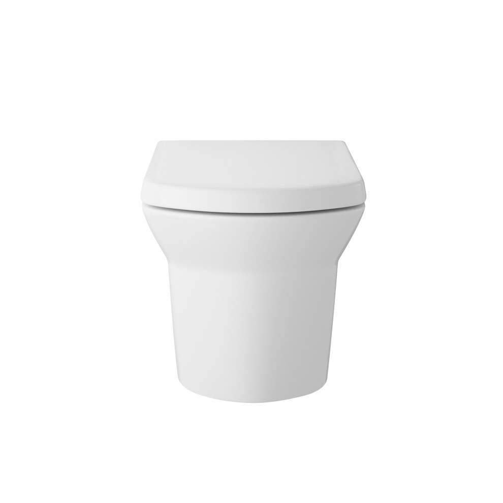 Balterley Spirit Square Wall Hung Ceramic Toilet Pan & Soft Close & Seat, 400Mm