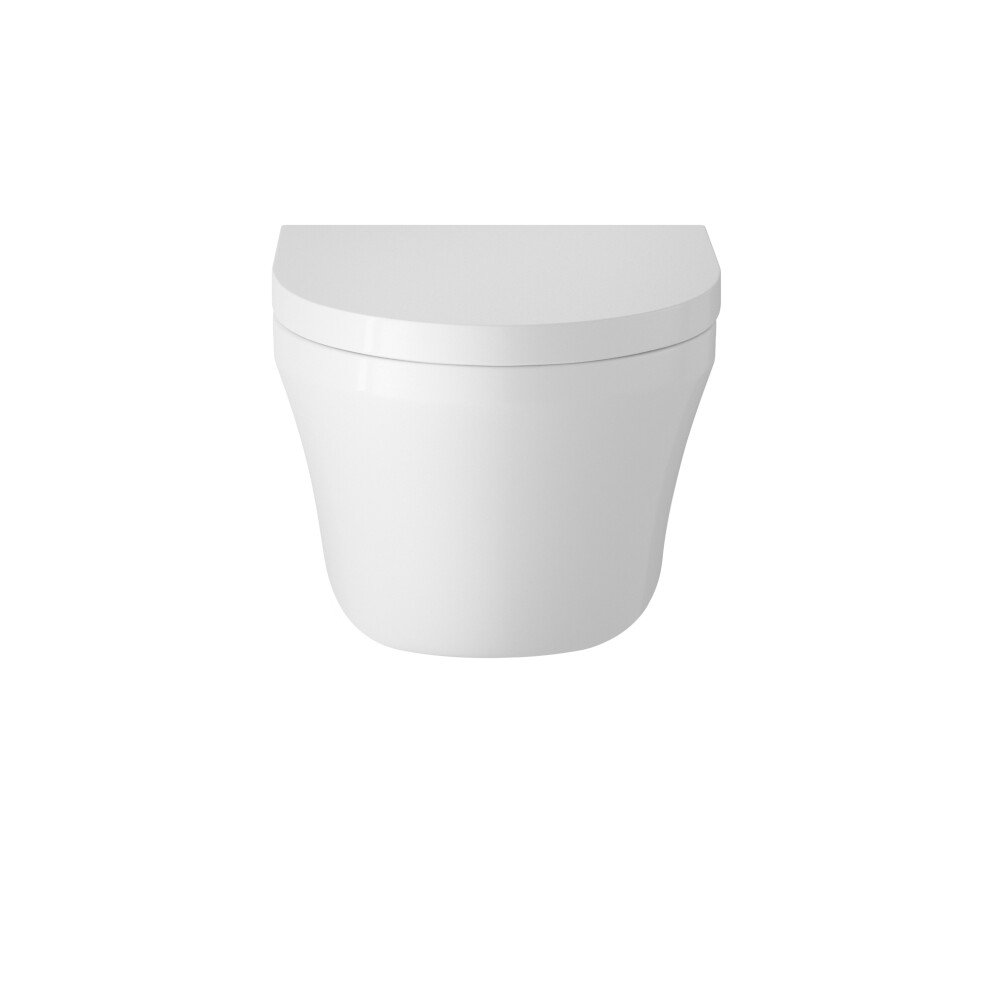 Mila Round Wall Hung Ceramic Toilet Pan & Soft Close & Seat, 400mm - Balterley