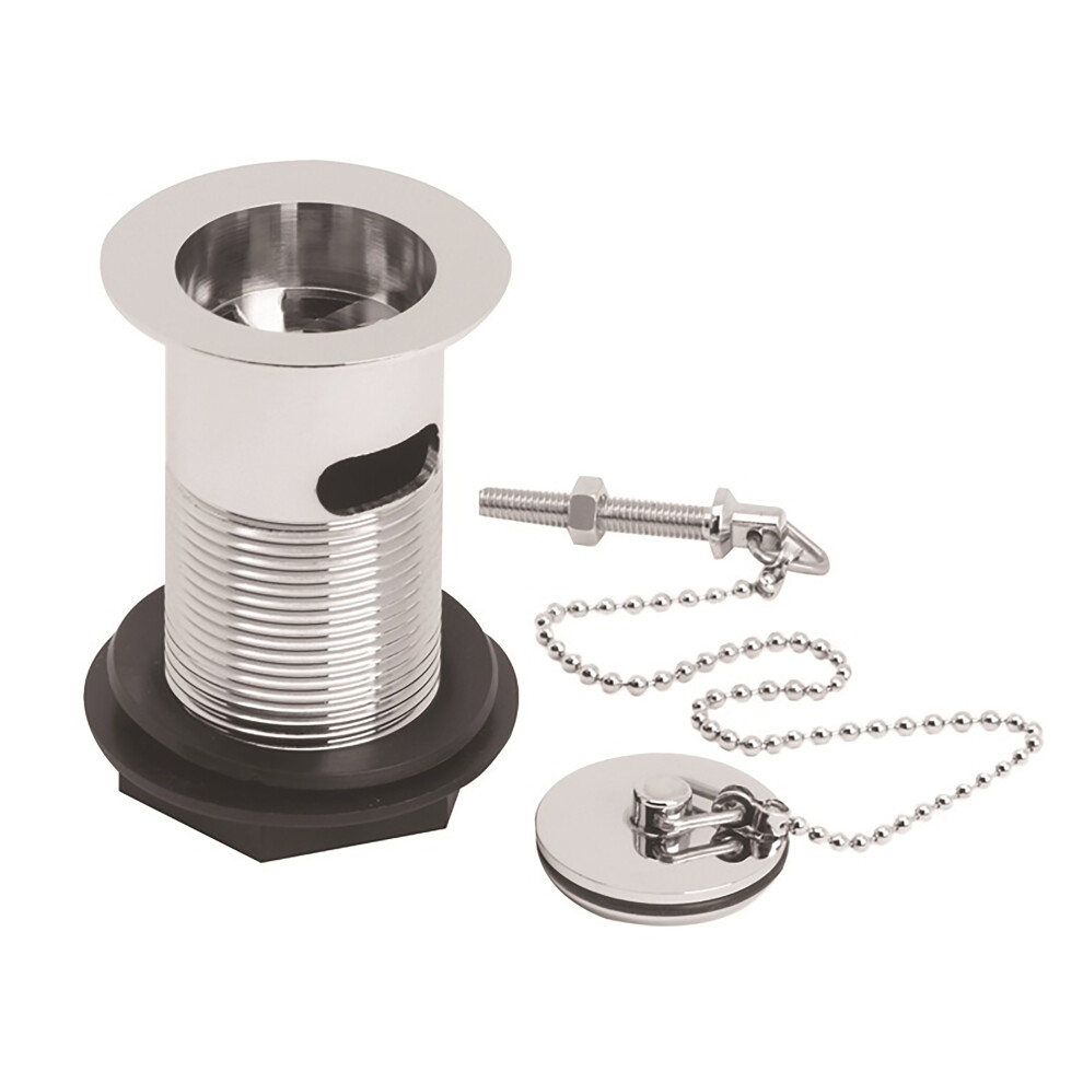 Ceramic Accessories Basin Waste with Brass Plug & Ball Chain - Chrome