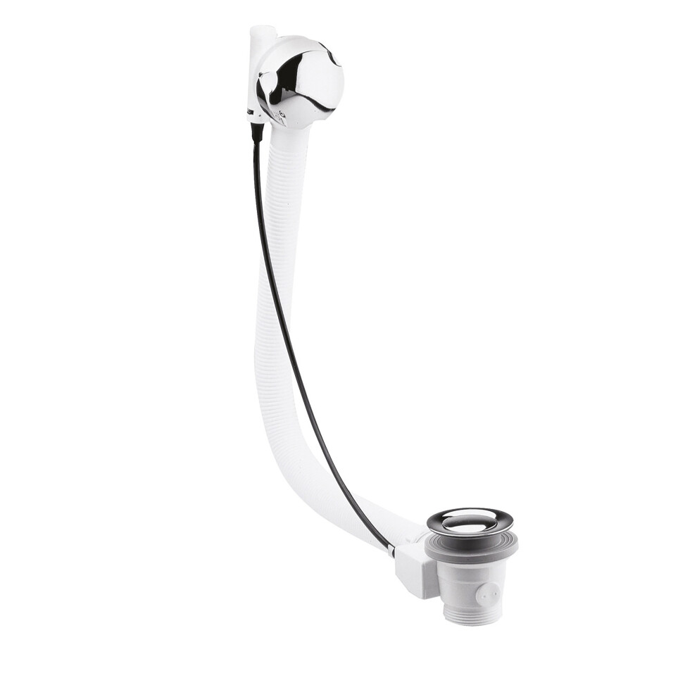 Bath Pop Up Waste with Round Overflow for Baths up to 10mm Thick - Chrome