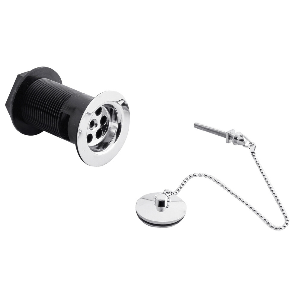 Ceramic Accessories Basin Waste with Brass Plug & Brass Chain - Chrome