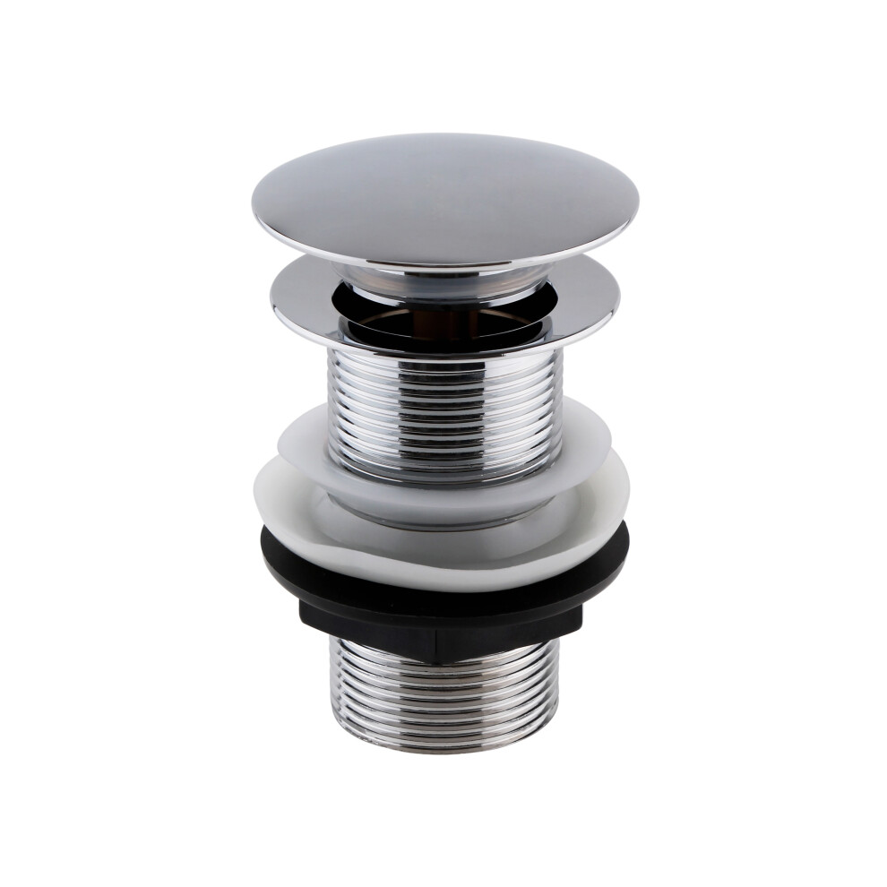 Balterley Round Push Button Basin Waste Unslotted - Chrome